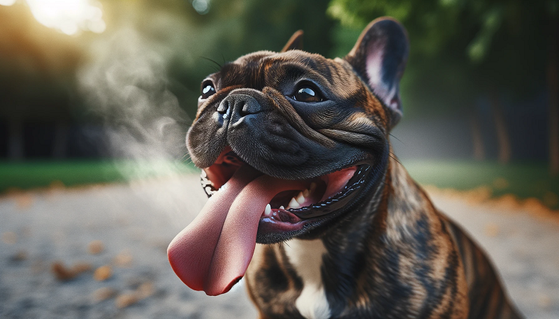 A french bulldog breathing heavily