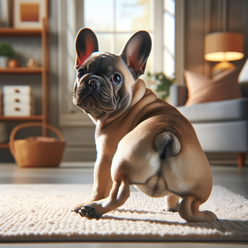 A french bulldog showing its back end