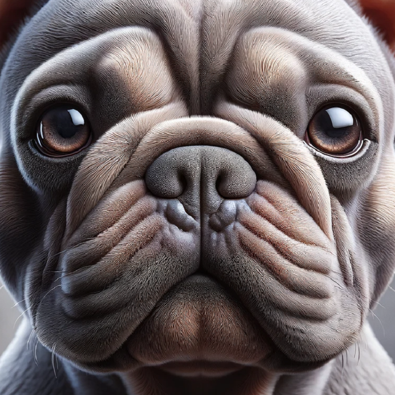 a close up of an isabella french bulldogs eyes