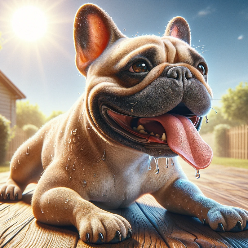 a french bulldog panting out in the hot sun